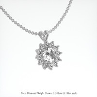 2.91 Ct. White Sapphire Pendant, Platinum 950 2