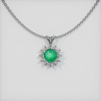 0.80 Ct. Emerald Pendant, 18K White Gold 1