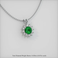 0.85 Ct. Emerald  Pendant - 18K White Gold