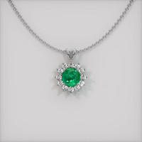 1.12 Ct. Emerald Pendant, 18K White Gold 1