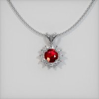 0.64 Ct. Ruby Pendant, 18K White Gold 1