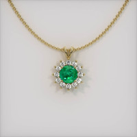 1.12 Ct. Emerald Pendant, 18K Yellow Gold 1