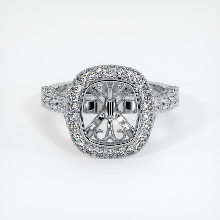 14K White Gold Antique Style Ring Setting