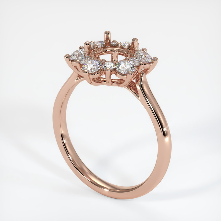 14K Rose Gold Halo Ring Setting