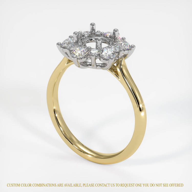 14K White & Yellow Halo Ring Setting