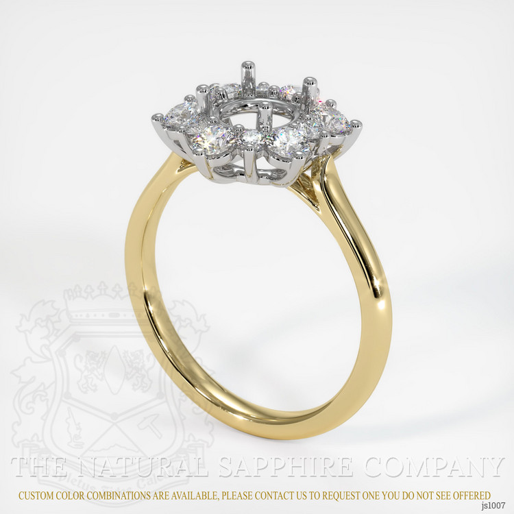 14K White & Yellow Halo Ring Setting