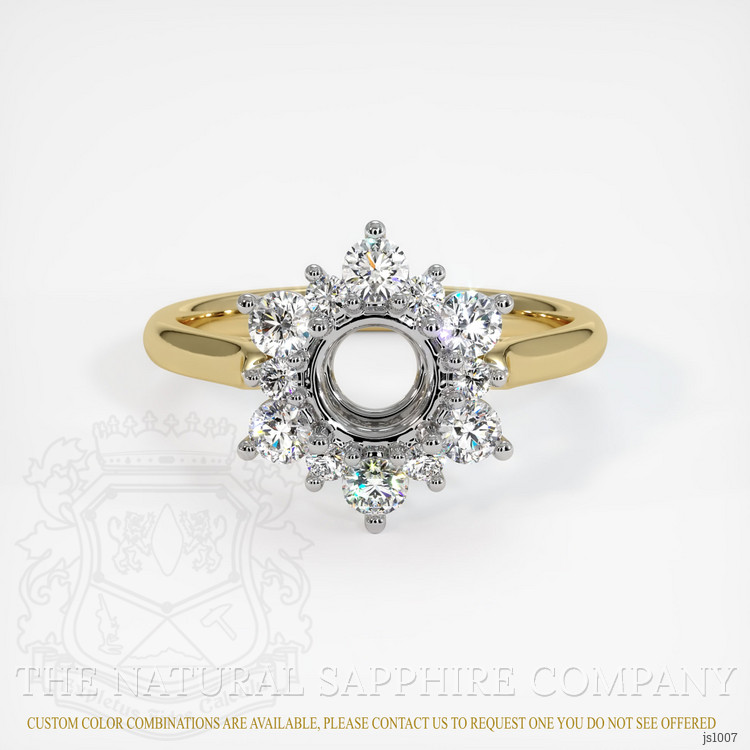 14K White & Yellow Halo Ring Setting