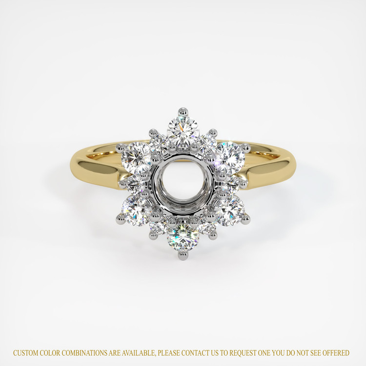 14K White & Yellow Halo Ring Setting