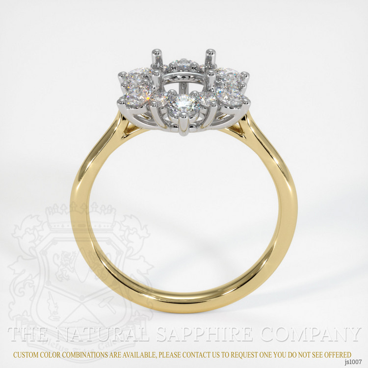 14K White & Yellow Halo Ring Setting