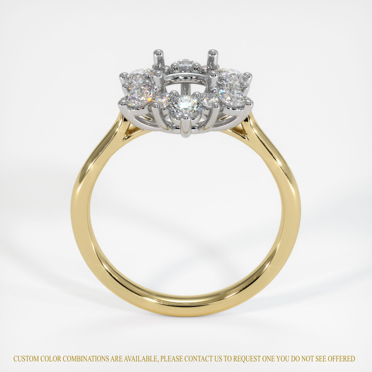 14K White & Yellow Halo Ring Setting