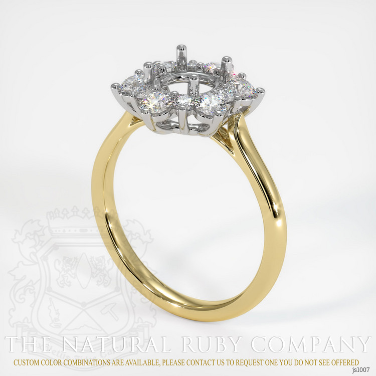 18K White & Yellow Halo Ring Setting