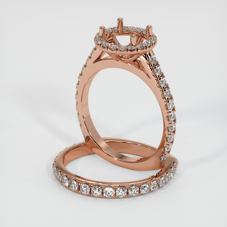 14K Rose Gold Pave Ring Setting