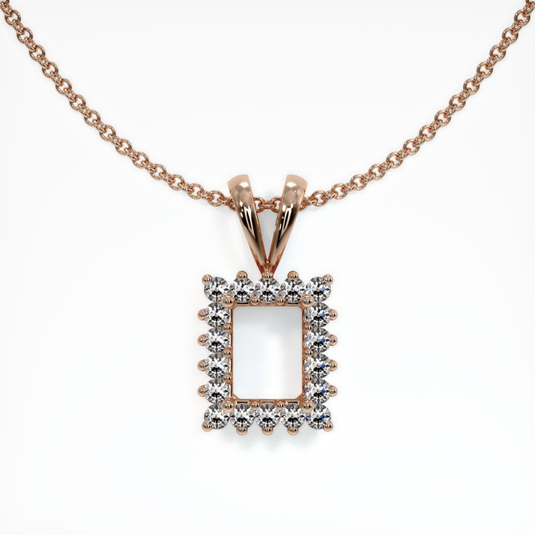 14K Rose Gold Halo Pendant Setting