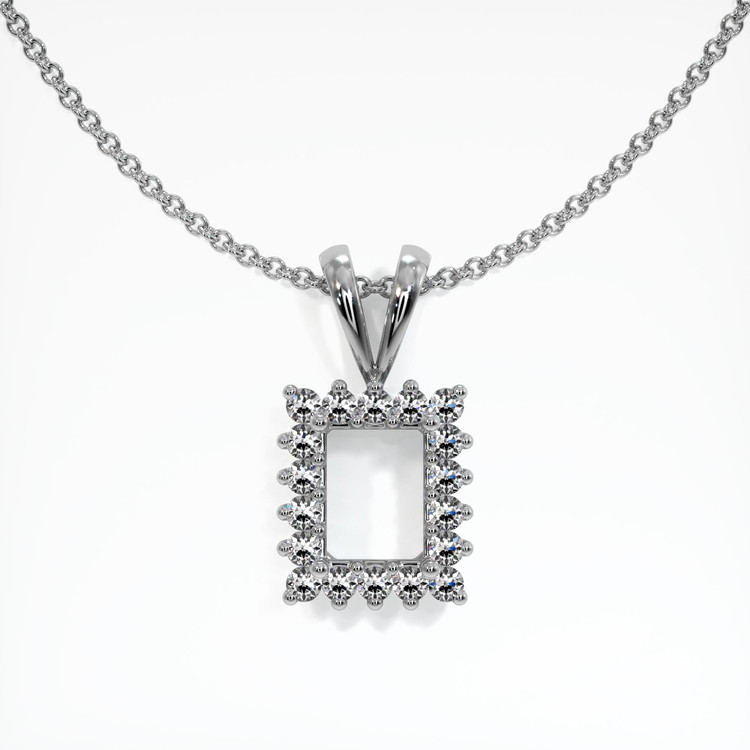 14K White Gold Halo Pendant Setting