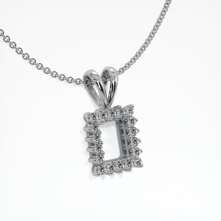 14K White Gold Halo Pendant Setting