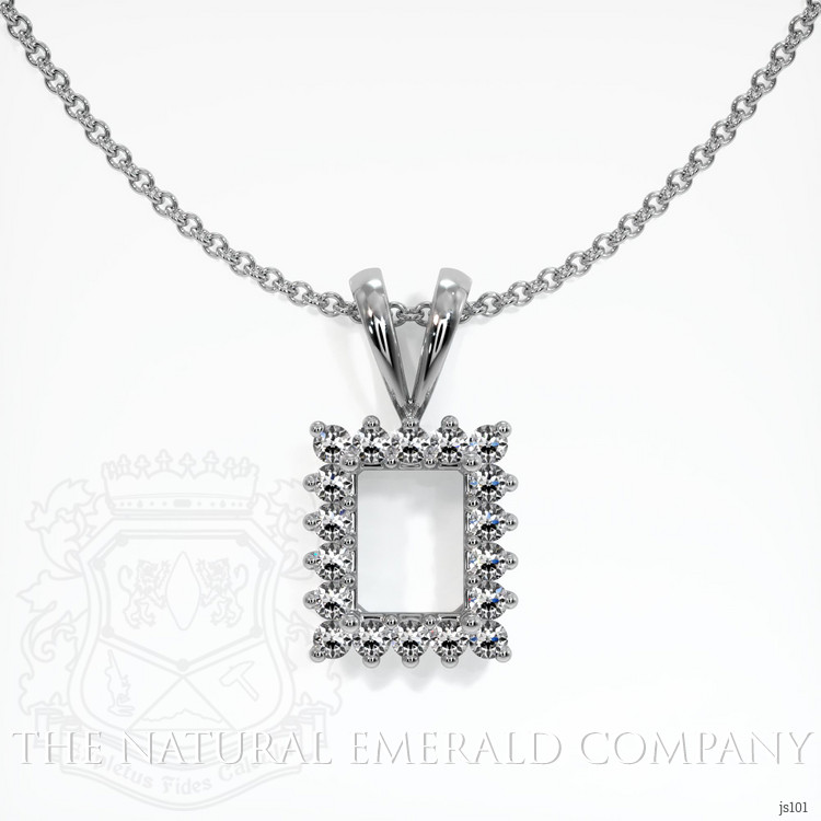 Halo Emerald Pendant 4.18 Ct., 18K White Gold