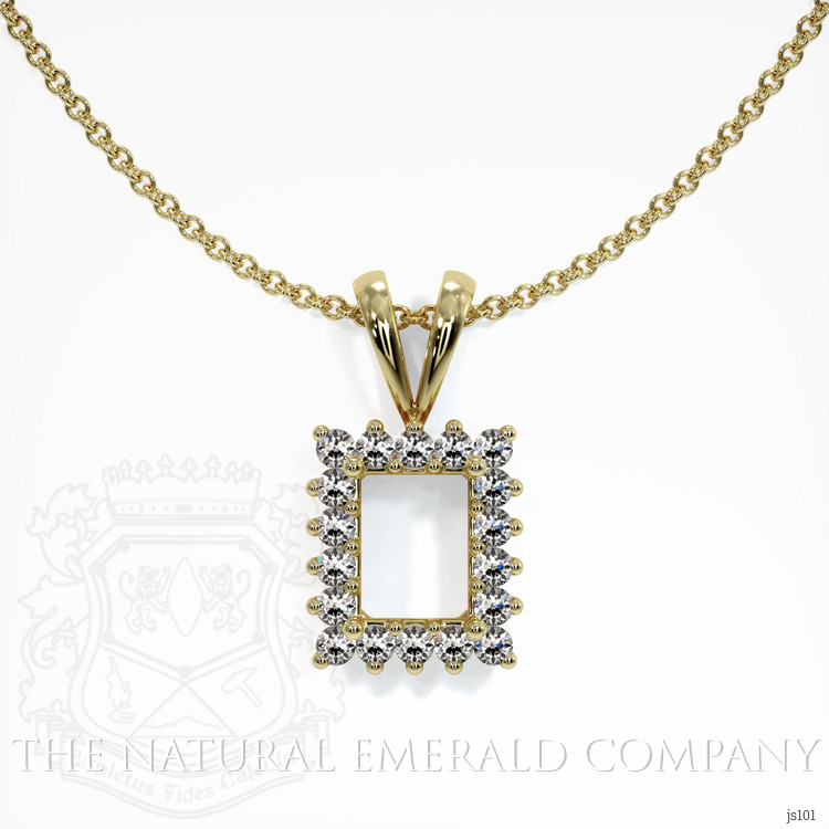 Halo Emerald Pendant 0.92 Ct., 18K Yellow Gold