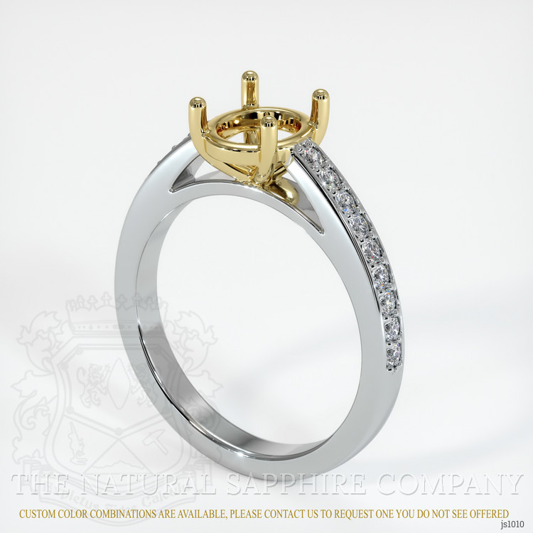 14K Yellow & White Pave Ring Setting