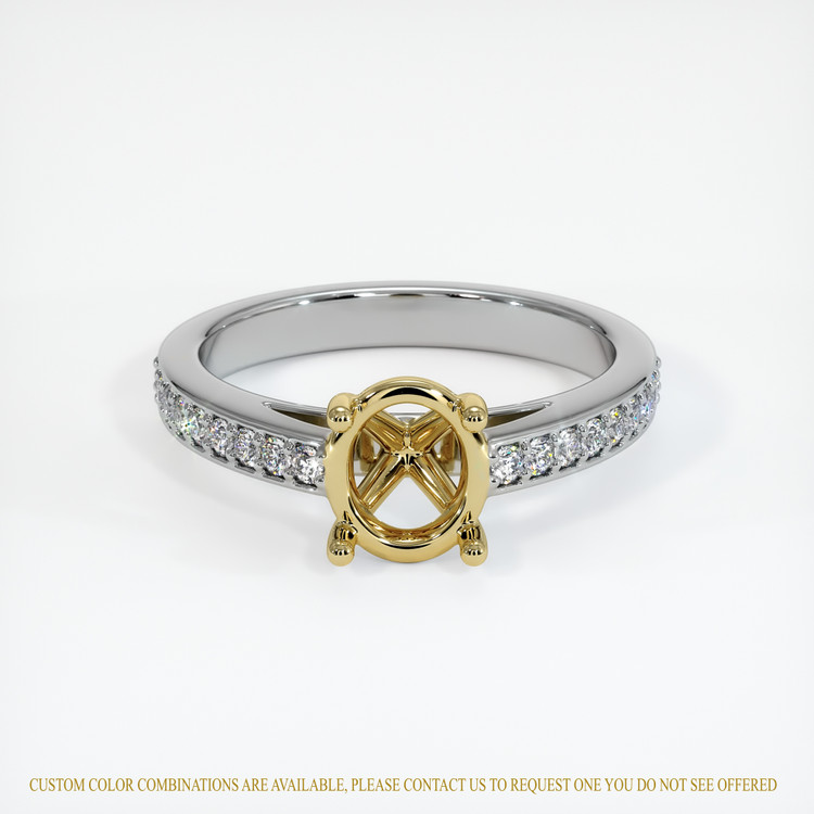 14K Yellow & White Pave Ring Setting