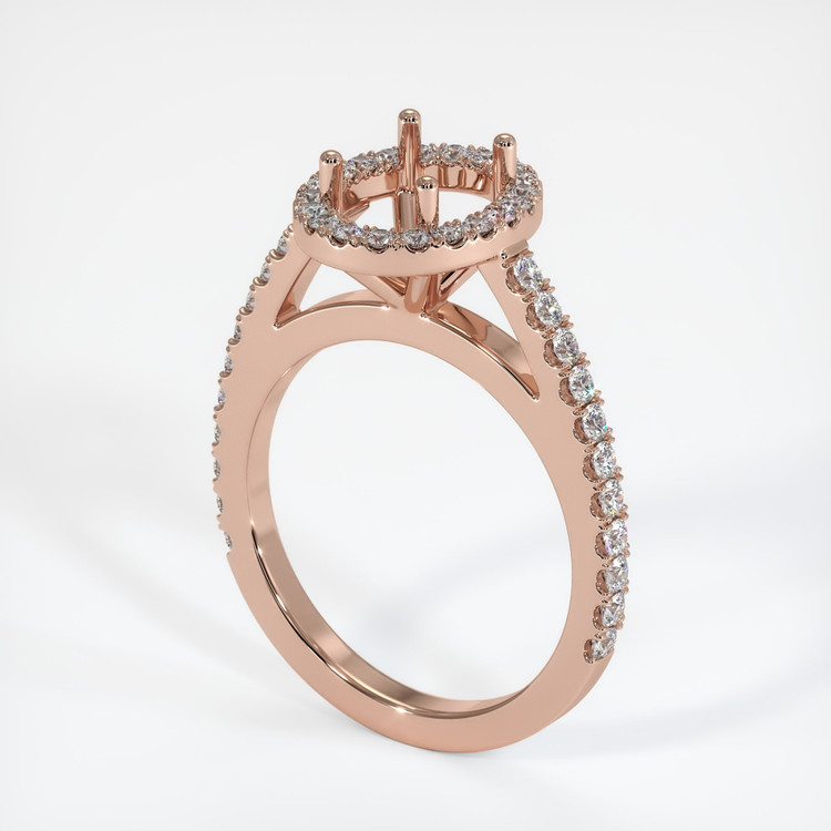 14K Rose Gold Pave Ring Setting
