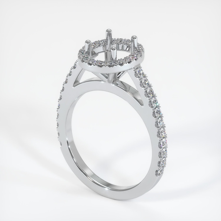 14K White Gold Pave Ring Setting