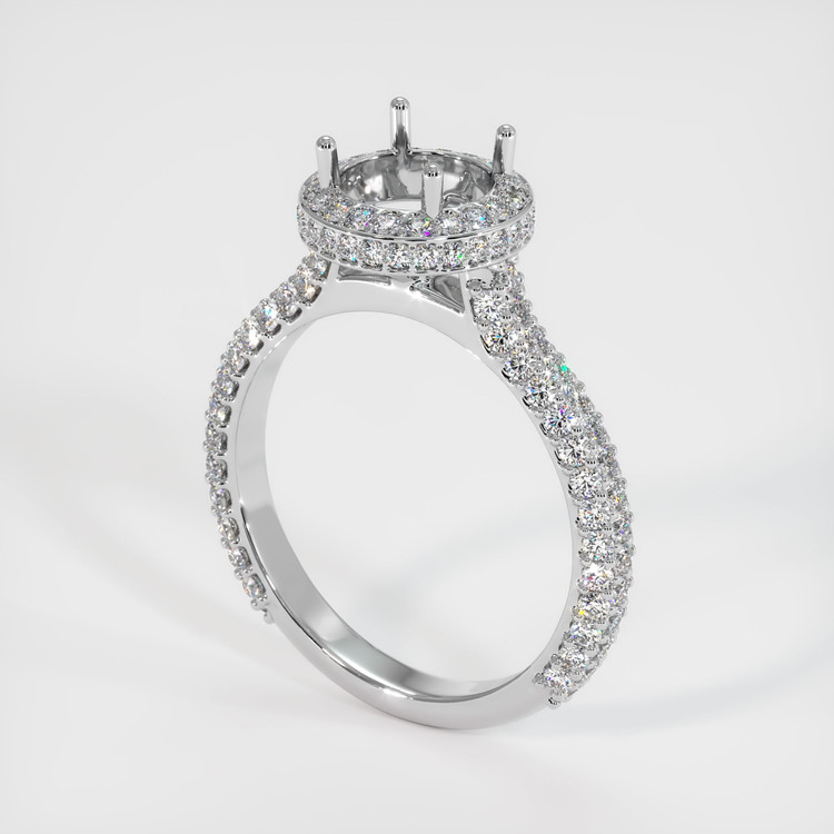 14K White Gold Pave Ring Setting