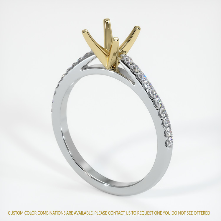 14K Yellow & White Pave Ring Setting