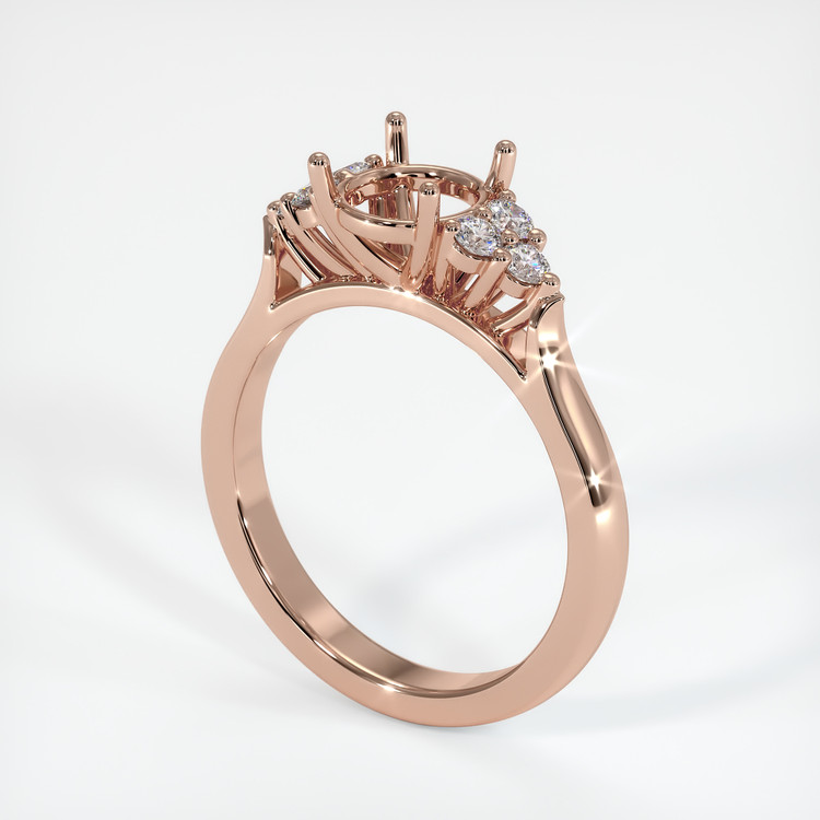14K Rose Gold Accent Stones Ring Setting