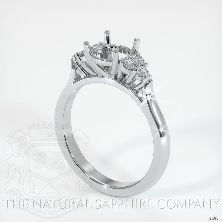 14K White Gold Accent Stones Ring Setting