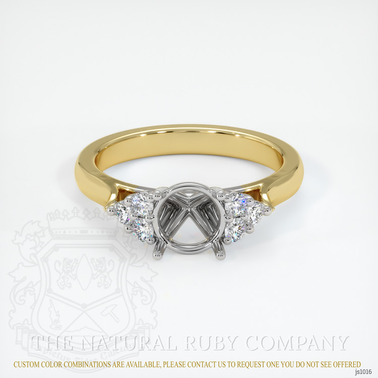 14K White & Yellow Accent Stones Ring Setting