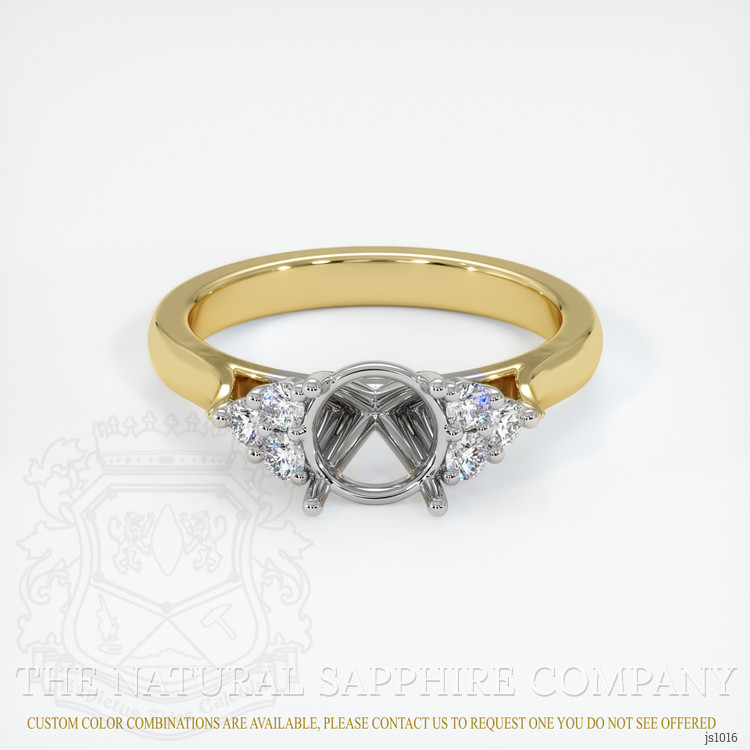 14K White & Yellow Accent Stones Ring Setting