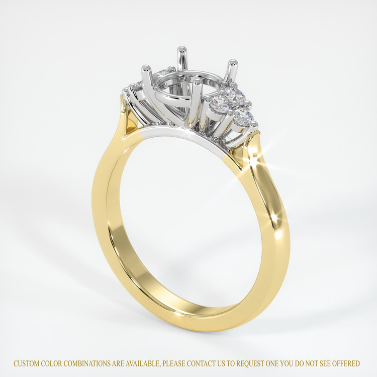 18K White & Yellow Accent Stones Ring Setting