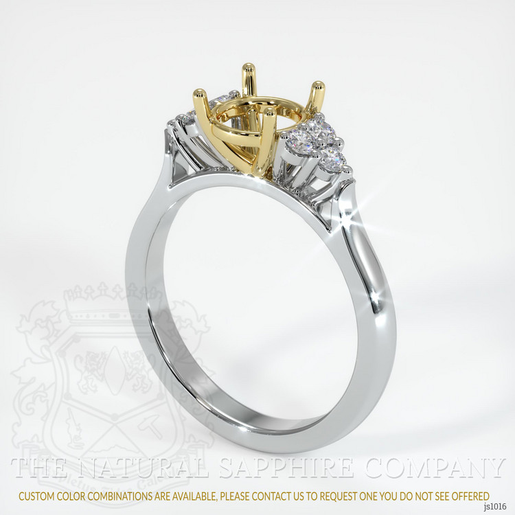 18K Yellow & White Accent Stones Ring Setting