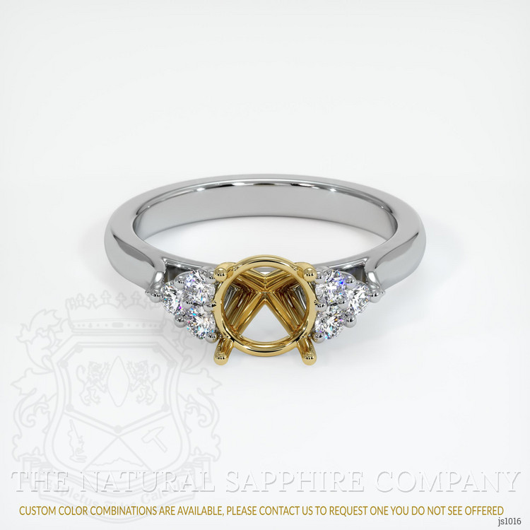 18K Yellow & White Accent Stones Ring Setting
