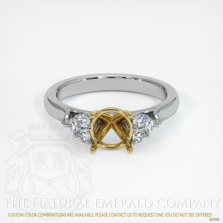 18K Yellow & White Accent Stones Ring Setting
