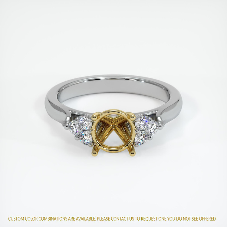 18K Yellow & White Accent Stones Ring Setting