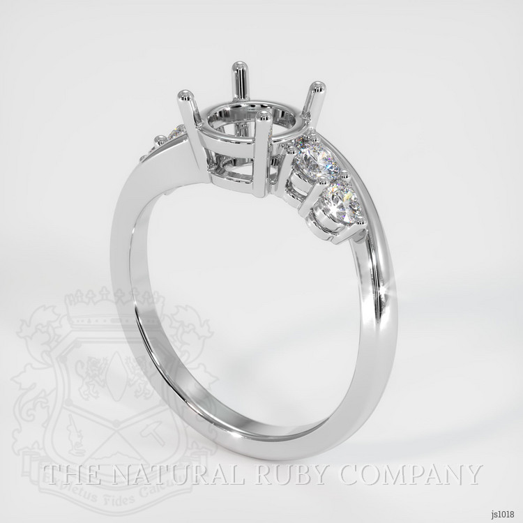 14K White Gold Accent Stones Ring Setting