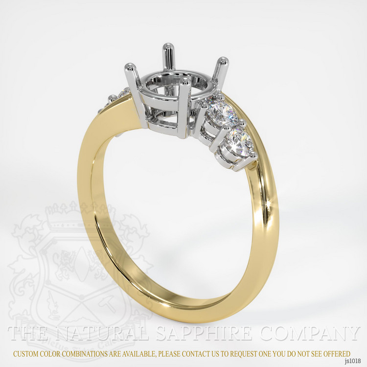 14K White & Yellow Accent Stones Ring Setting