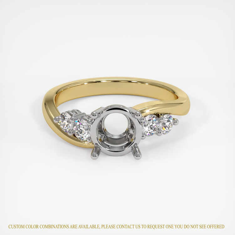 14K White & Yellow Accent Stones Ring Setting