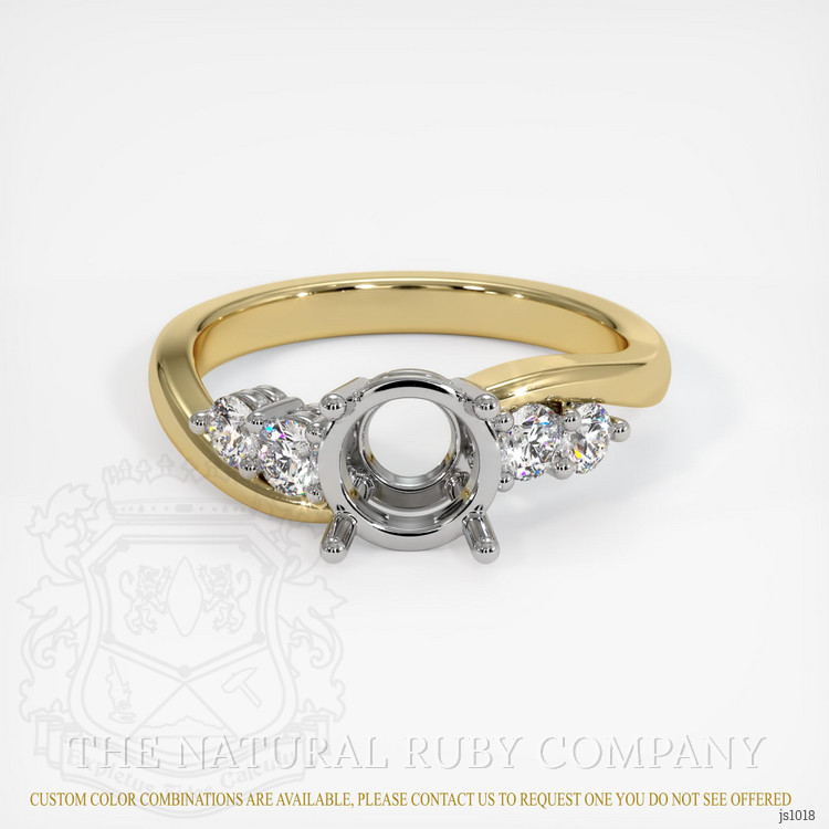 14K White & Yellow Accent Stones Ring Setting