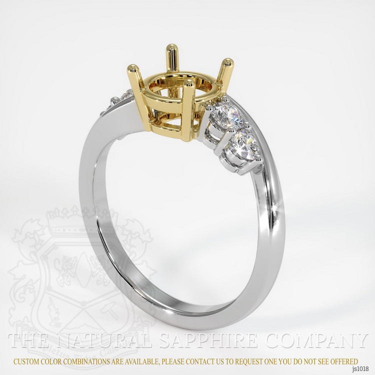 18K Yellow & White Accent Stones Ring Setting