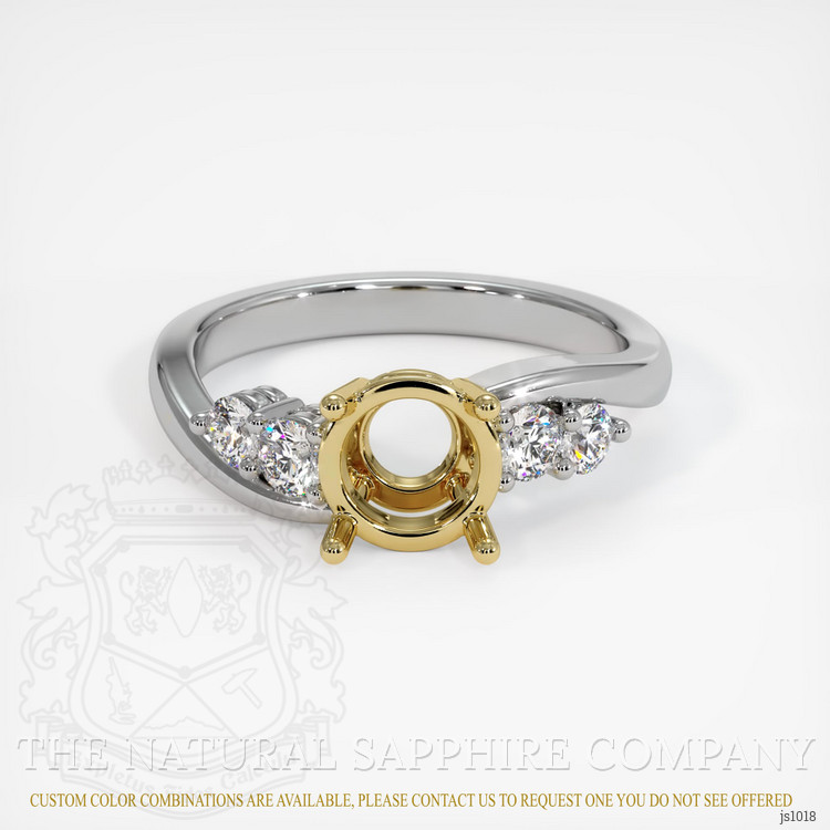 18K Yellow & White Accent Stones Ring Setting