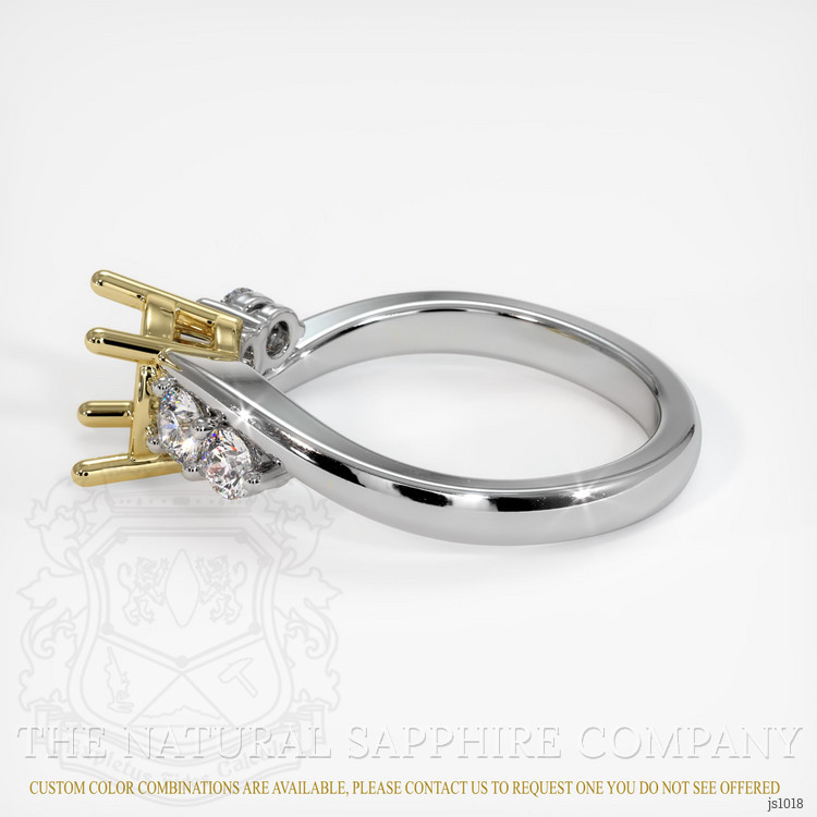 18K Yellow & White Accent Stones Ring Setting
