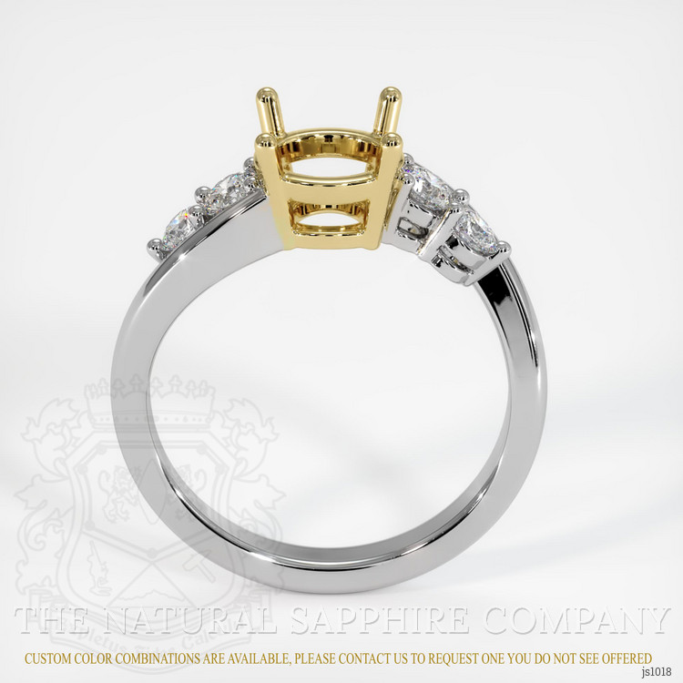 18K Yellow & White Accent Stones Ring Setting