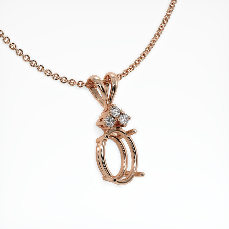 14K Rose Gold Accent Stones Pendant Setting