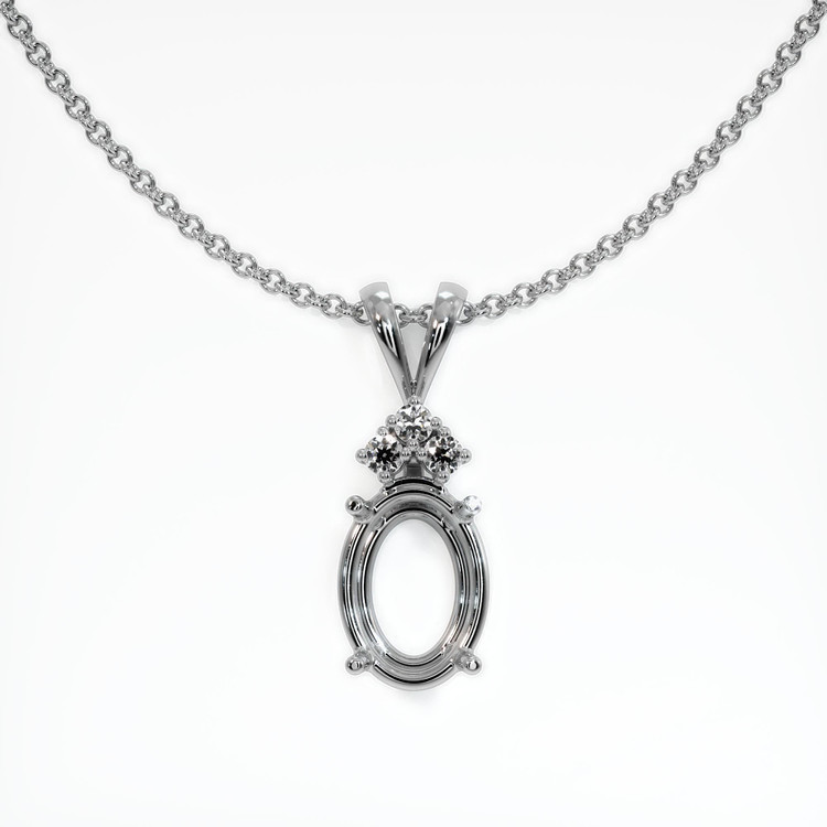 14K White Gold Accent Stones Pendant Setting