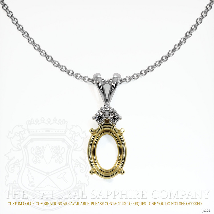 14K Yellow & White Accent Stones Pendant Setting