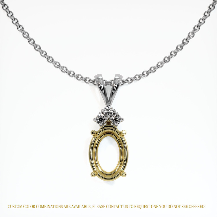 14K Yellow & White Accent Stones Pendant Setting