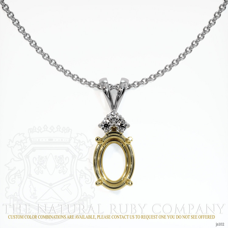 14K Yellow & White Accent Stones Pendant Setting