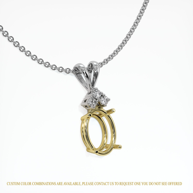 14K Yellow & White Accent Stones Pendant Setting